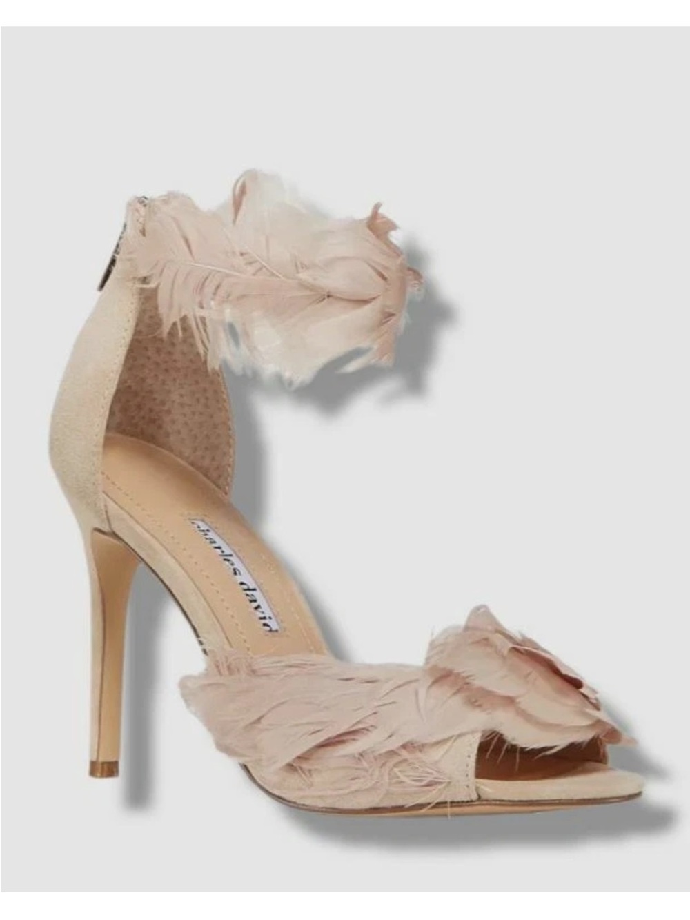 Charles David Feather Heels | Nude Statement Shoes | Size 6.5 $295 Wedding/Prom